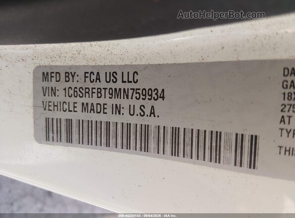 1C6SRFBT9MN759934 2021 RAM 1500 White Engine compartment view