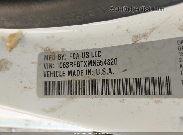 1C6SRFBTXMN554820 2021 RAM 1500 White Vista del compartimento del motor