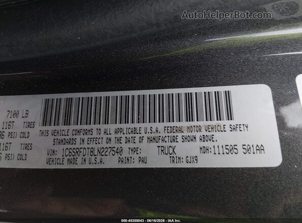 1C6SRFDT8LN227540 2020 RAM 1500 Gray Շարժիչի բաժամունքի տեսք