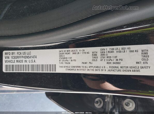 1C6SRFFP4SN541474 2025 RAM 1500 Black Vista del compartimento del motor