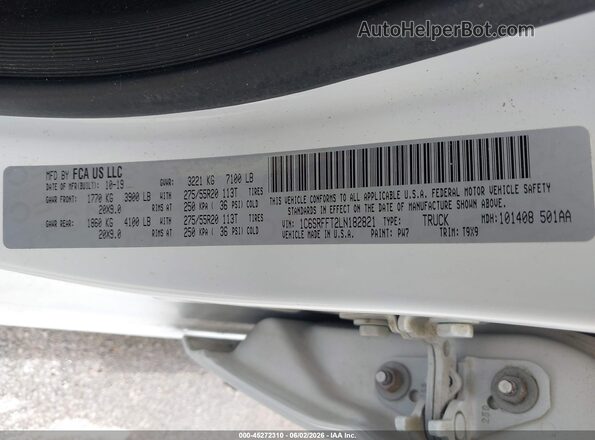 1C6SRFFT2LN182821 2020 RAM 1500 White Вид підкапотного простору