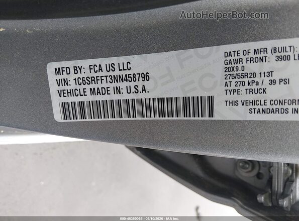 1C6SRFFT3NN458796 2022 RAM 1500 Silver Вид підкапотного простору
