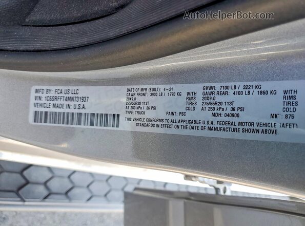 1C6SRFFT4MN731937 2021 RAM 1500 Silver 
