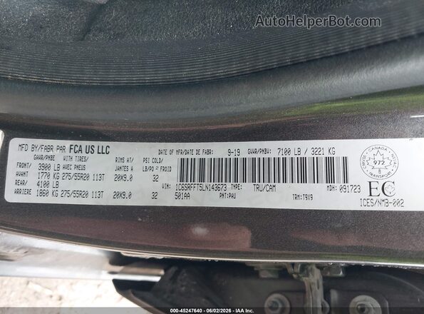 1C6SRFFT5LN143673 2020 RAM 1500 Gray ძრავის განყოფილების ხედი