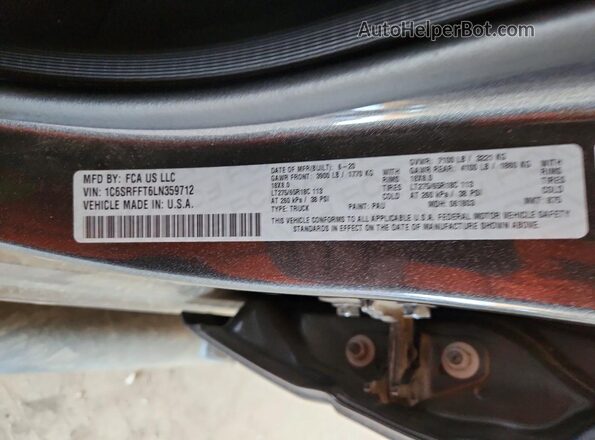 1C6SRFFT6LN359712 2020 RAM 1500 Gray Շարժիչի բաժամունքի տեսք