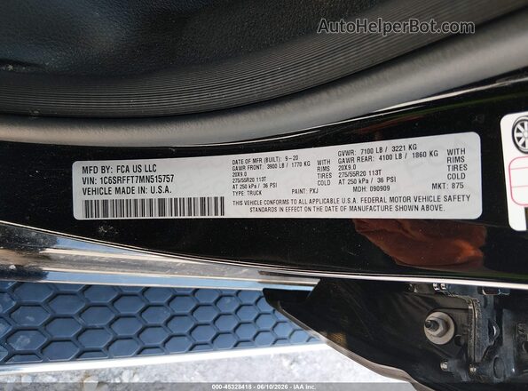 1C6SRFFT7MN515757 2021 RAM 1500 Black Շարժիչի բաժամունքի տեսք