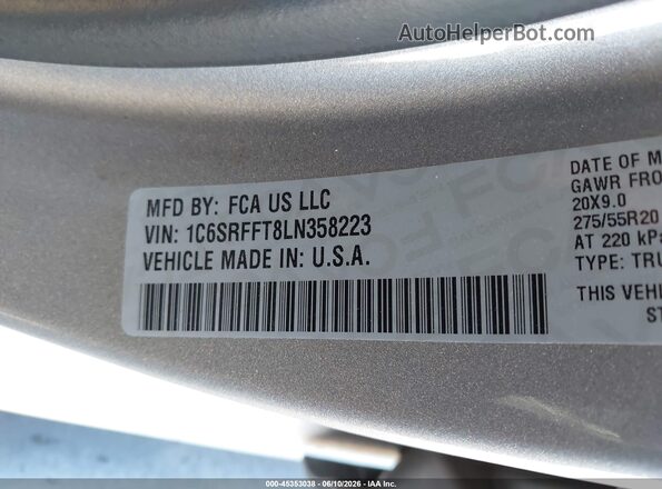 1C6SRFFT8LN358223 2020 RAM 1500 Silver ძრავის განყოფილების ხედი