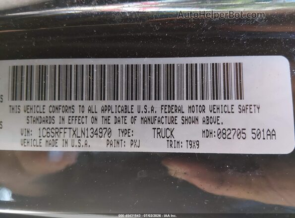 1C6SRFFTXLN134970 2020 RAM 1500 Black Widok komory silnika