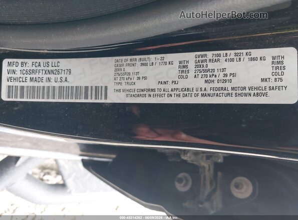 1C6SRFFTXNN267179 2022 RAM 1500 Black Widok komory silnika