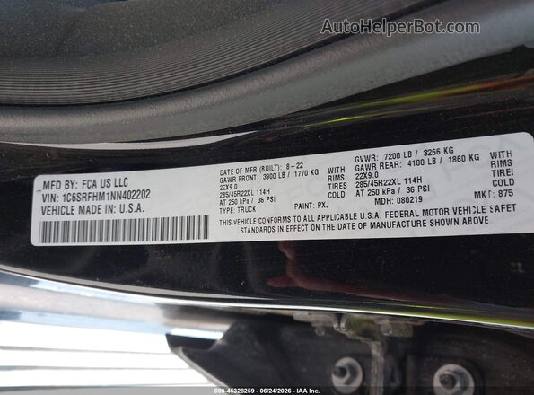 1C6SRFHM1NN402202 2022 RAM 1500 Black Engine compartment view