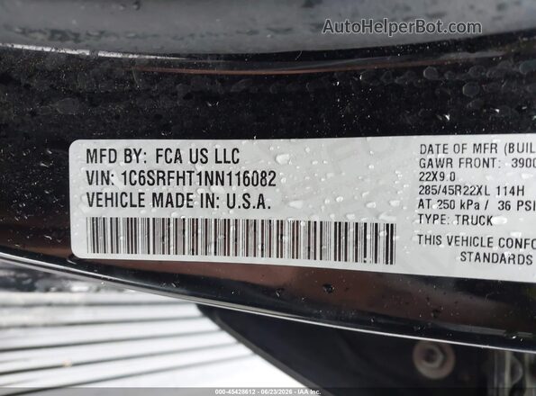 1C6SRFHT1NN116082 2022 RAM 1500 Black Engine compartment view