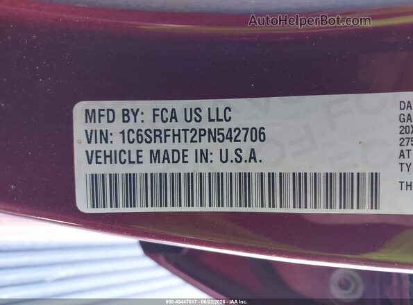 1C6SRFHT2PN542706 2023 RAM 1500 Burgundy Engine compartment view