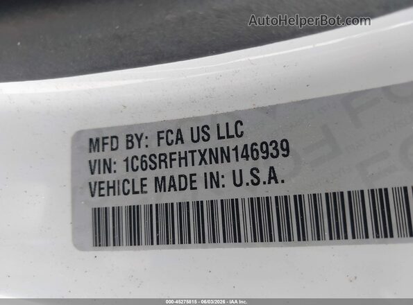 1C6SRFHTXNN146939 2022 RAM 1500 Белый Вид подкапотного пространства