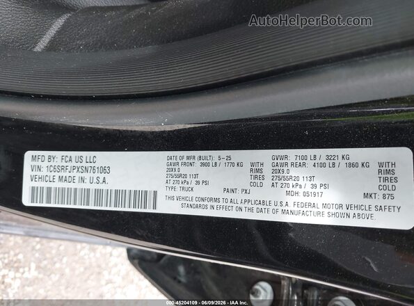 1C6SRFJPXSN761063 2025 RAM 1500 Черный 