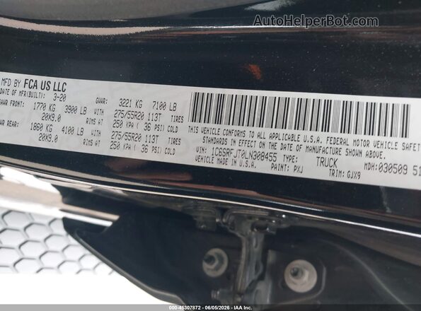 1C6SRFJT0LN308455 2020 RAM 1500 Black Շարժիչի բաժամունքի տեսք
