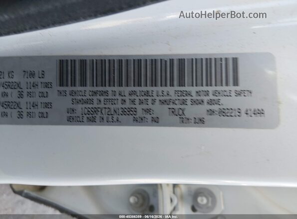 1C6SRFKT2LN136959 2020 RAM 1500 White ძრავის განყოფილების ხედი