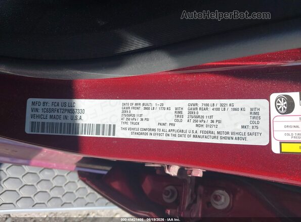 1C6SRFKT2PN557330 2023 RAM 1500 Red Widok komory silnika