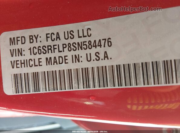 1C6SRFLP8SN584476 2025 RAM 1500 Красный Вид подкапотного пространства