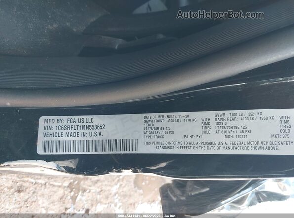 1C6SRFLT1MN553652 2021 RAM 1500 Black Вид підкапотного простору