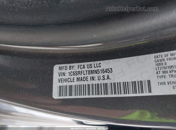 1C6SRFLT8MN516453 2021 RAM 1500 Gray Vista del compartimento del motor