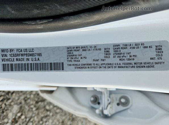 1C6SRFMP8SN657165 2025 RAM 1500 Белый Вид подкапотного пространства