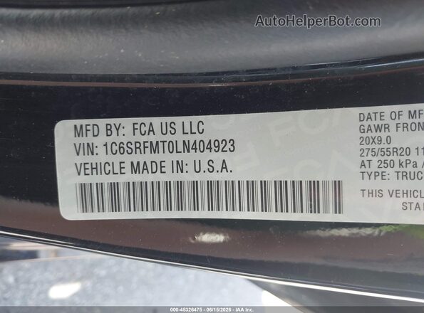 1C6SRFMT0LN404923 2020 RAM 1500 Black Widok komory silnika