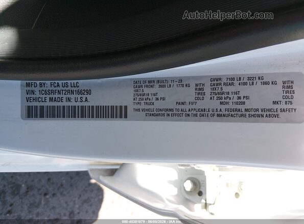 1C6SRFNT2RN166290 2024 RAM 1500 White ძრავის განყოფილების ხედი