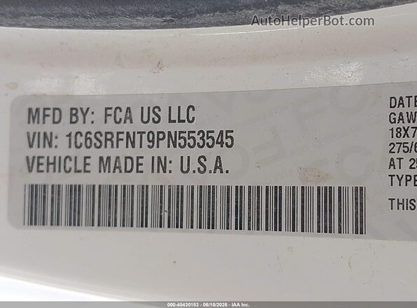 1C6SRFNT9PN553545 2023 RAM 1500 Белый 