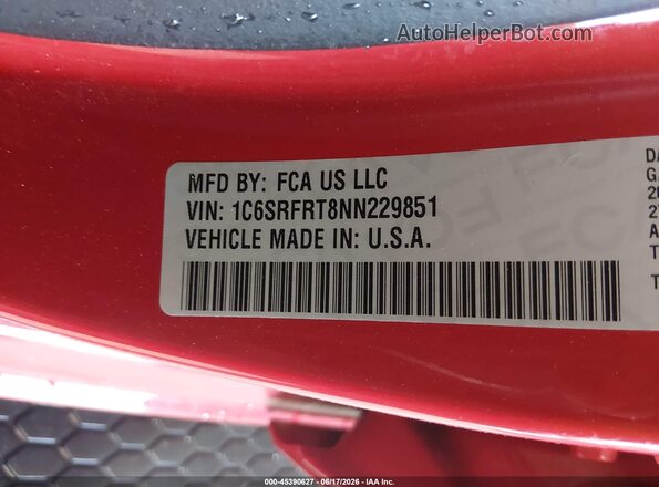 1C6SRFRT8NN229851 2022 RAM 1500 Red Вид підкапотного простору