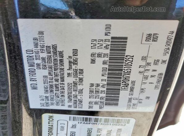 1FA6P0H7XG5105252 2016 FORD FUSION Black Շարժիչի բաժամունքի տեսք