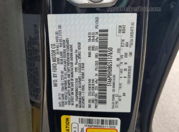 1FA6P0HD8G5117650 2016 FORD FUSION Black Vista del compartimento del motor