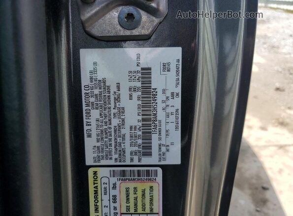 1FA6P8AM3H5249824 2017 FORD MUSTANG Gray Շարժիչի բաժամունքի տեսք