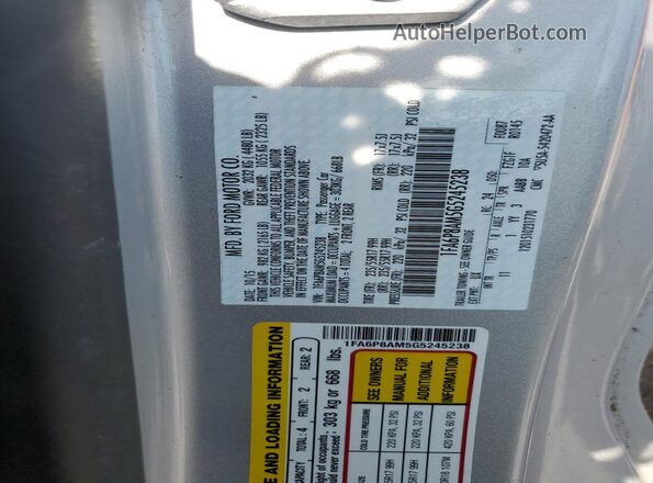 1FA6P8AM5G5245238 2016 FORD MUSTANG Silver Vista del compartimento del motor