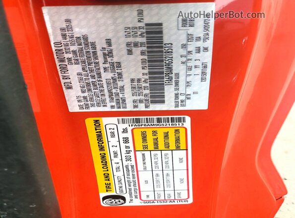1FA6P8AM9G5218513 2016 FORD MUSTANG Orange Engine compartment view