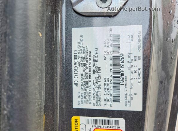 1FA6P8CF0J5162659 2018 FORD MUSTANG Gray Engine compartment view