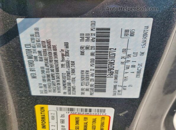 1FA6P8CF0K5103712 2019 FORD MUSTANG Gray Engine compartment view