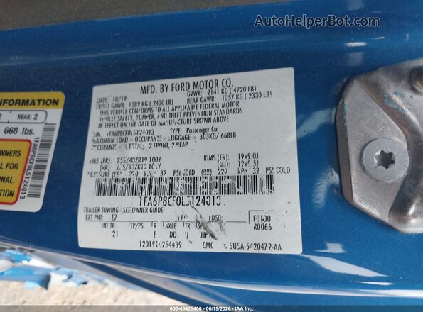 1FA6P8CF0L5124013 2020 FORD MUSTANG Синий Вид подкапотного пространства