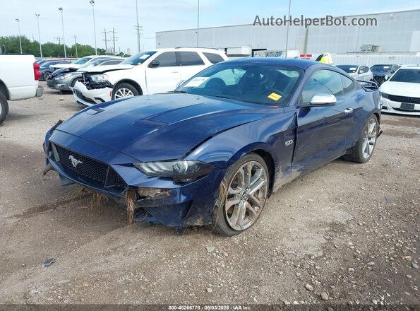1FA6P8CF0L5176046 2020 FORD MUSTANG Blue Առջևի ձախ երեք քառորդ տեսարան