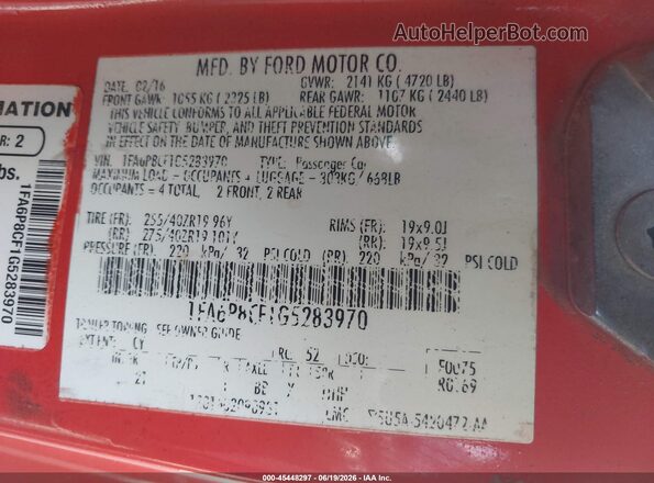 1FA6P8CF1G5283970 2016 FORD MUSTANG Orange Вид підкапотного простору