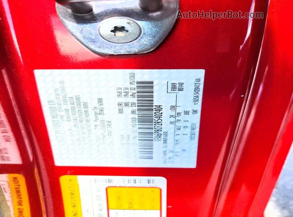 1FA6P8CF2R5402404 2024 FORD MUSTANG Red Widok naklejki z numerem VIN