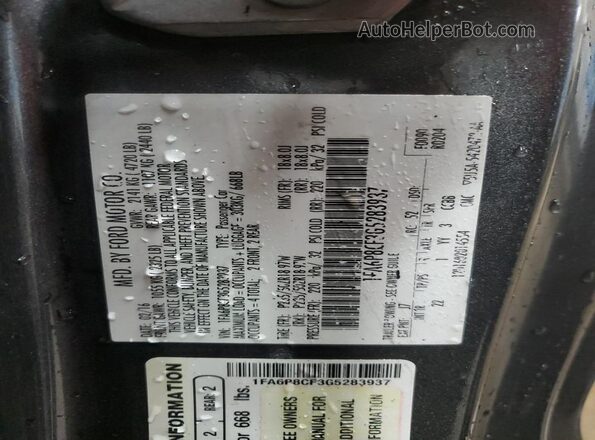 1FA6P8CF3G5283937 2016 FORD MUSTANG Gray Engine compartment view