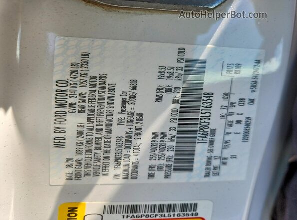 1FA6P8CF3L5163548 2020 FORD MUSTANG White Engine compartment view