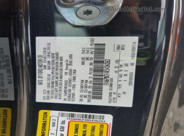 1FA6P8CF4R5436263 2024 FORD MUSTANG Charcoal Widok naklejki z numerem VIN