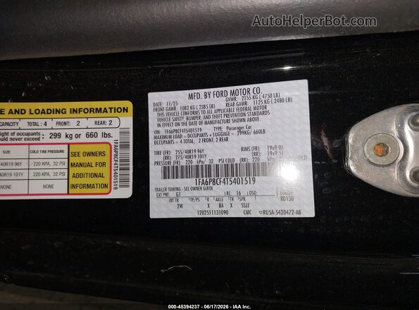 1FA6P8CF4T5401519 2026 FORD MUSTANG Black ძრავის განყოფილების ხედი