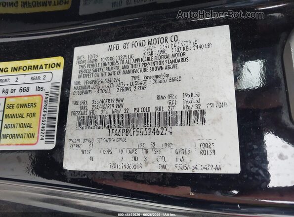 1FA6P8CF5G5246274 2016 FORD MUSTANG Black Widok komory silnika