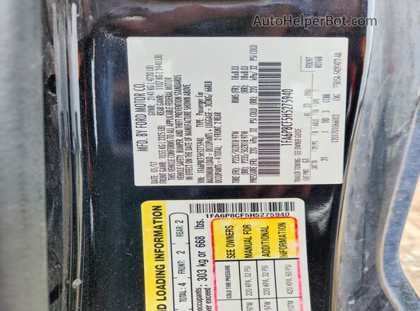 1FA6P8CF5H5275940 2017 FORD MUSTANG Black Вид підкапотного простору