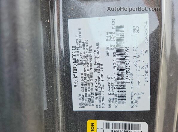 1FA6P8CF5K5135054 2019 FORD MUSTANG Серый Вид подкапотного пространства