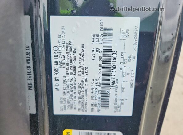 1FA6P8CF6M5116032 2021 FORD MUSTANG Black 