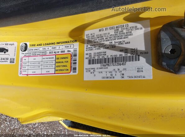 1FA6P8CF7G5206407 2016 FORD MUSTANG Желтый Вид подкапотного пространства