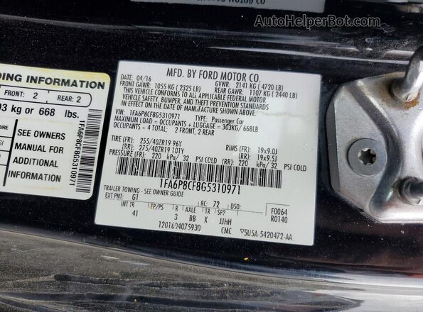 1FA6P8CF8G5310971 2016 FORD MUSTANG Black 